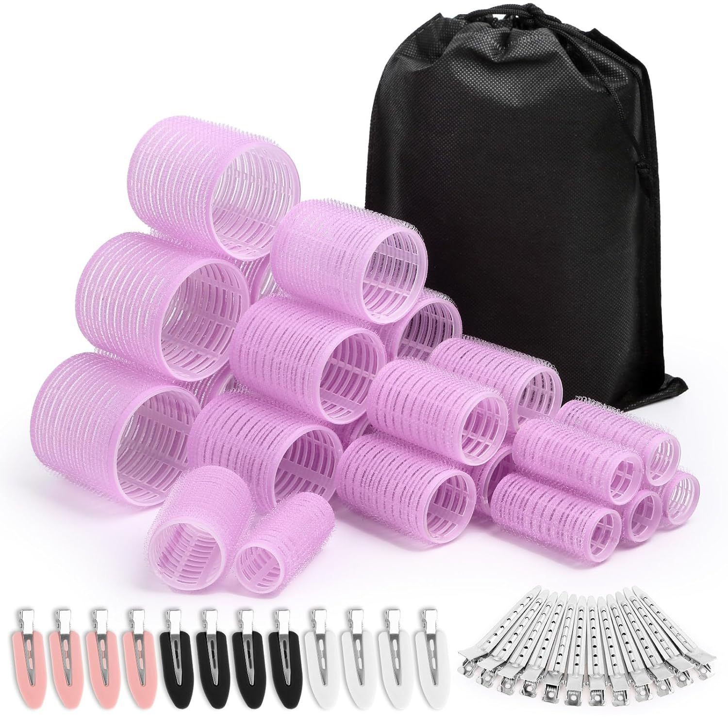 Dieses Selbstklebende Lockenwickler-set Benötigt Keine Hitze, Enthält Metallhaarclips Und Eignet Sich Für Langes Und Kurzes Haar. Kreieren Sie Mit Diesem Diy-friseursalon-set Ganz Einfach Zu Hause Ein