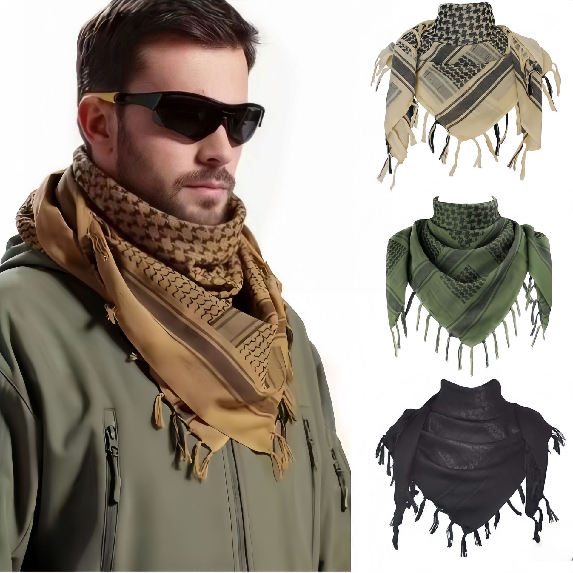 110 Cm Langer Jacquard-schal Aus Reiner Baumwolle Mit Quasten, Vielseitiger Nackenwärmer Für Den Außenbereich, Modisches Quasten-tuch/kopftuch Für Damen Und Herren.