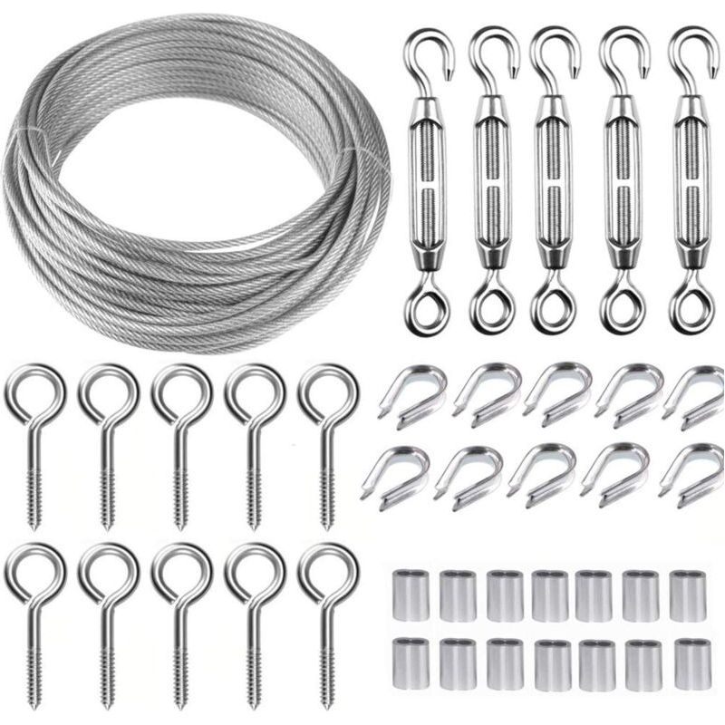 30 M Edelstahlseil – 2 Mm Ummanteltes Kabel Mit M5-spannern – Feuchtigkeits- Und Korrosionsbeständig – Zum Trainieren Von Kletterpflanzen