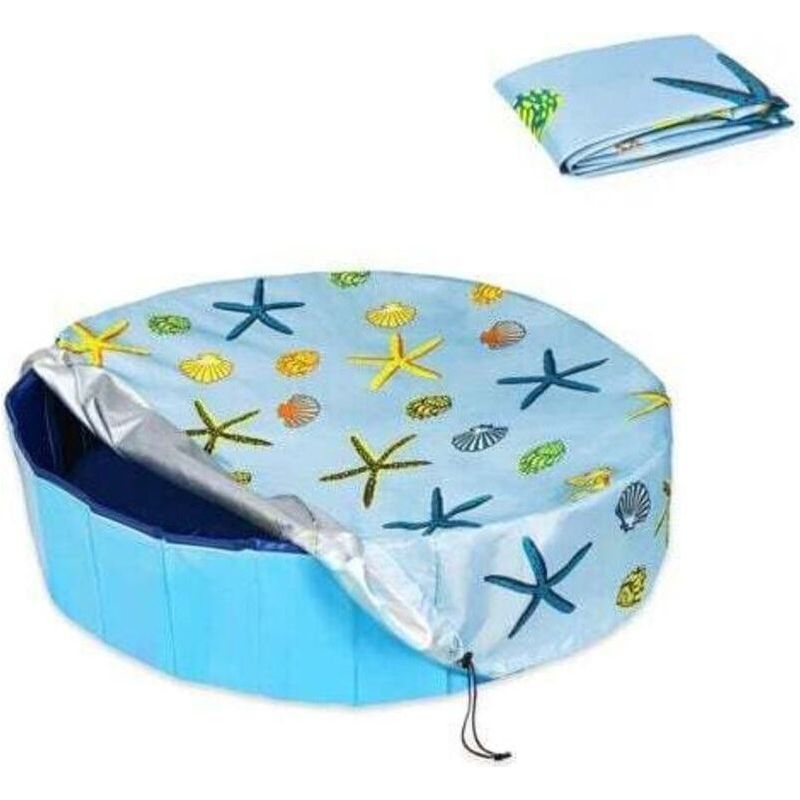 Housse De Piscine Ronde Pliable Pour Chien 16020cm Revêtement En Pvc Imperméable Et Protection Uv. Étanche. Lavable. Accessoires De Bain Pour Enfants