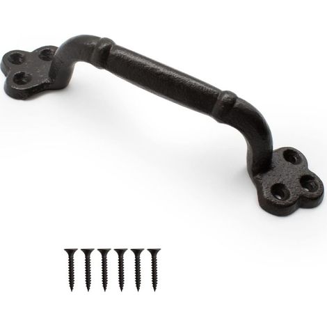 Klehope Türgriff, Scheunentorgriff, Schwarzer Eisen-innentürgriff, 220 Mm Lang. Geeignet Für Schuppentüren, Garagen, Kleiderschränke Und Badezimmer.