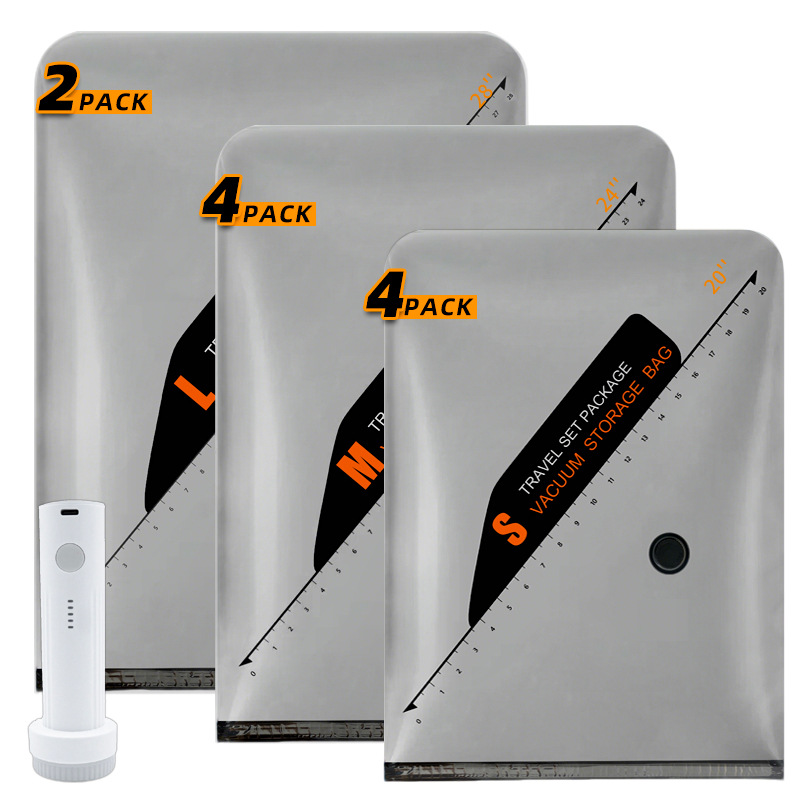 Set Aus Kabelloser Luftpumpe Und Aufbewahrungstasche – Vakuumversiegelt Und Komprimiert, Ideal Zur Aufbewahrung Von Kleidung, Decken Und Saisonartikeln (10-teiliges Set)