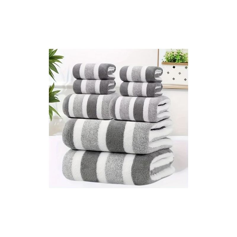 Set Mit 8 Luxuriösen Hotel-badetüchern – Ultraweiche, Zweifarbig Gestreifte Handtücher. Super Saugfähig Und Fusselfrei. Enthält 2 Große Badetücher Und 2 Handtücher.