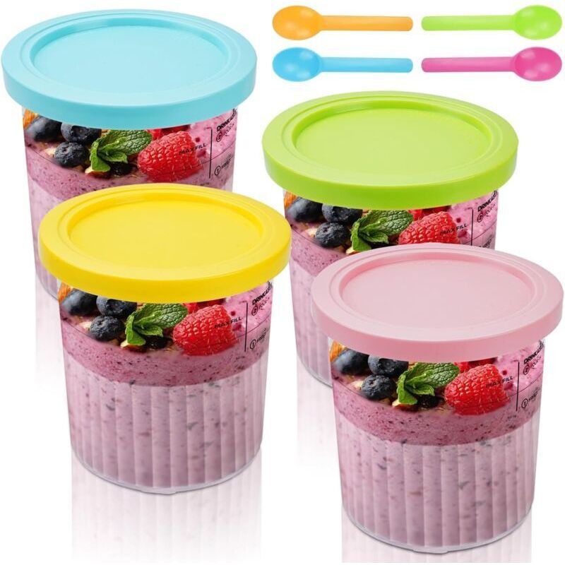Comeder 4er-set Ninja Creami Deluxe Pint-behälter – Kompatibel Mit Den Serien Nc501 Und Nc500 – 680 Ml – Bpa-frei – Spülmaschinenfest