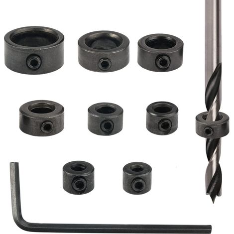 Bohrtiefenanschlag, Bohrtiefenstoppringe, Tiefenanschlaghülsen Mit Sechskantschlüssel (3–16 Mm) Zur Kontrolle Der Bohrtiefe