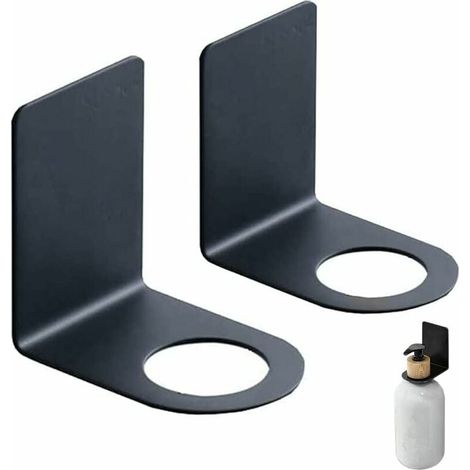 2-teiliger Haken-spenderhalter, Wandhalterung Für Seife, Seifenpumpenhalter, Shampoo-spenderhalter, Schwarzer Edelstahl-shampoo-halter Für Küche Und Bad