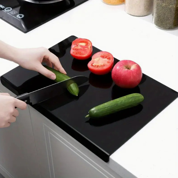 2er-pack Acryl-schneidebretter, Geeignet Für Küchenarbeitsplatten, Rutschfeste Kanten, Können Auf Arbeitsplatten Platziert Werden, Schwarze Und Transparente Schneidematten Für Obst Und Gemüse