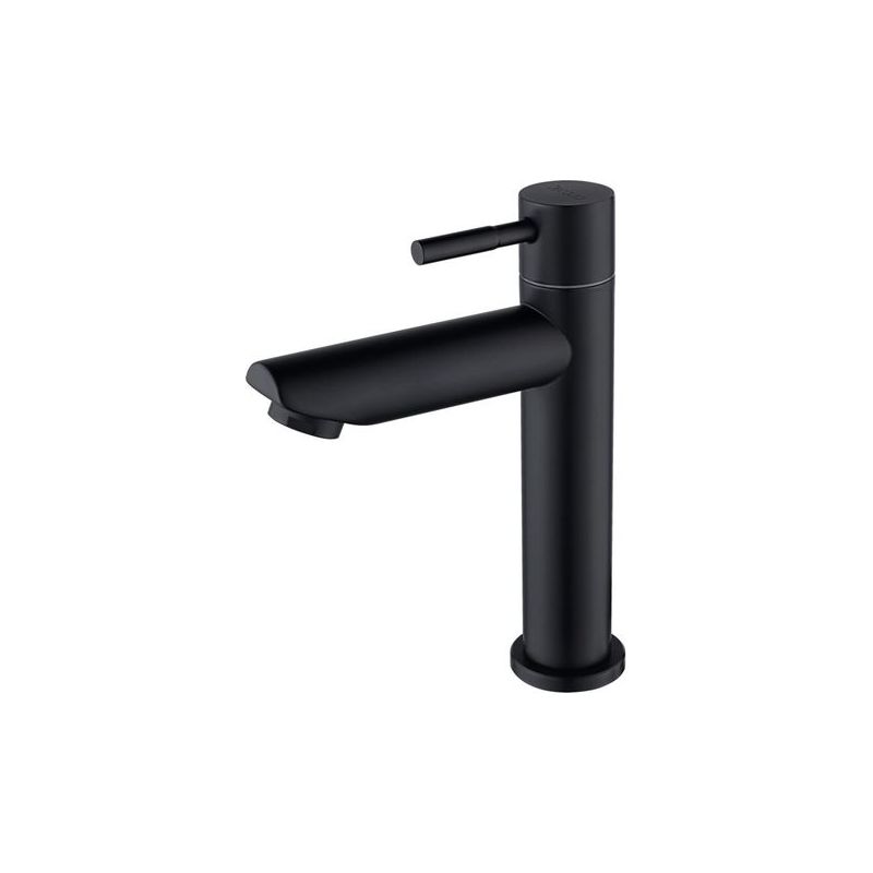 Handarmatur Für Kaltwasserwaschbecken. Kaltwasser-waschtischarmatur Für Wc. Armatur Mit 100 Mm Hohem Auslauf Aus Mattschwarzem Edelstahl.
