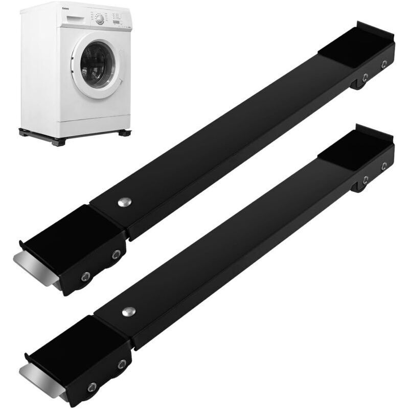 Set Mit 2 Waschmaschinen-/trocknerstützen. Möbeltransporter. Waschmaschinenrollen, Waschmaschinenbasis Für Kühlschrank, Trockner Und Gefrierschrank Bis 300 Kg Mit 24 Rollen (schwarz)