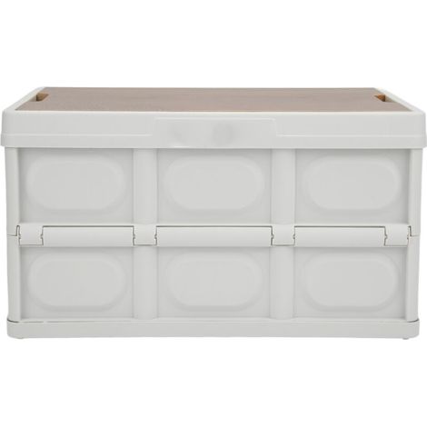 30l Multifunktionale, Faltbare Aufbewahrungskiste Für Den Außenbereich, Dickwandig, Abnehmbar Und Tragbar, Mit Weißer Holzplatte.