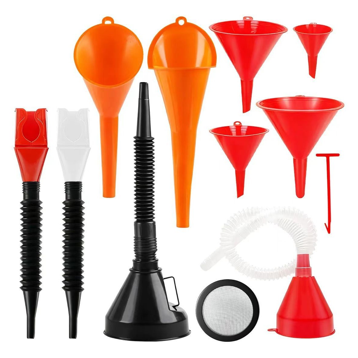 Mehrteiliges Kunststofftrichter-set Für Ölwechsel Am Auto, Flexibler Trichter Mit Filter, Trichter-set Zum Umfüllen Von Autoflüssigkeiten, Geeignet Für Benzin, Kraftstoff Usw.