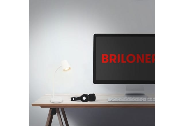 Brilo Tischleuchte Schwenkbar Kabelschalter Ø 13 cm x 38,5 cm Weiß