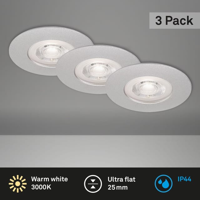 Brilo LED-Einbauleuchte Kulana 3er-Set Chrom-Matt