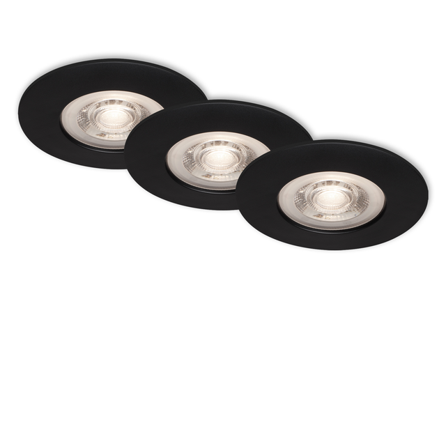 Brilo LED-Einbauleuchte Kulana 3er-Set Matt-Schwarz