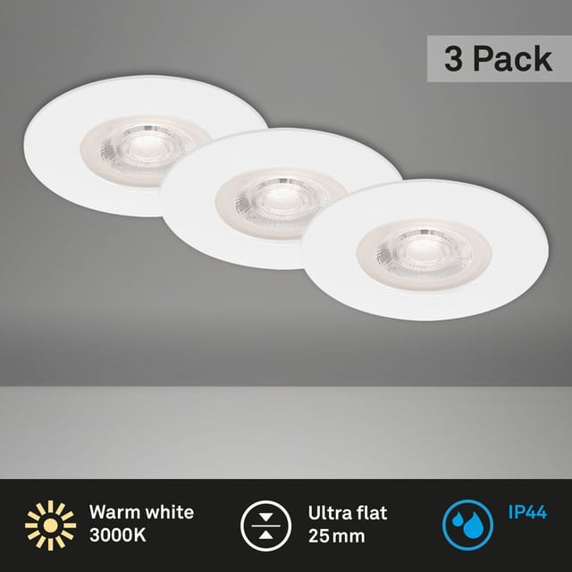 Brilo LED-Einbauleuchte Kulana 3er-Set Weiß