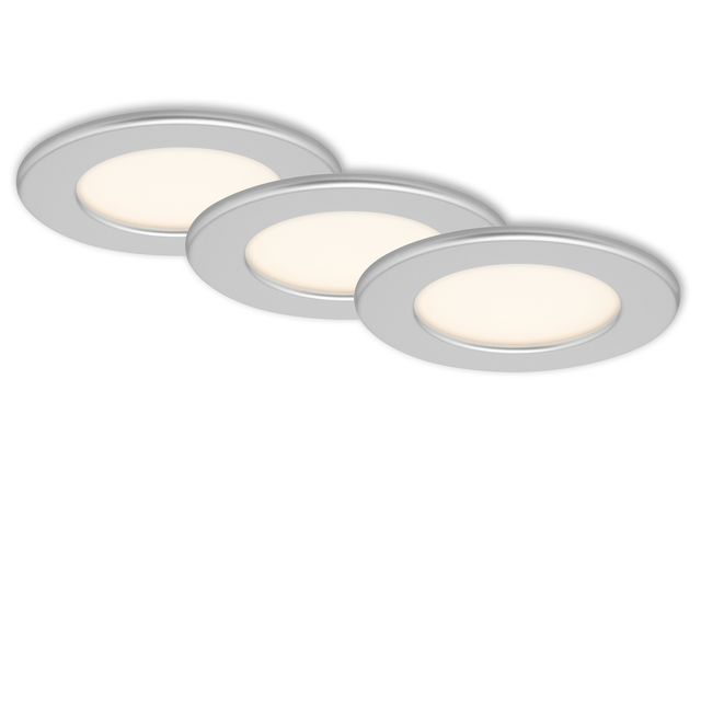 Briloner LED Einbauleuchten Thin 3er-Set Warmweiß 11,5 x 3 cm Chrom-Matt