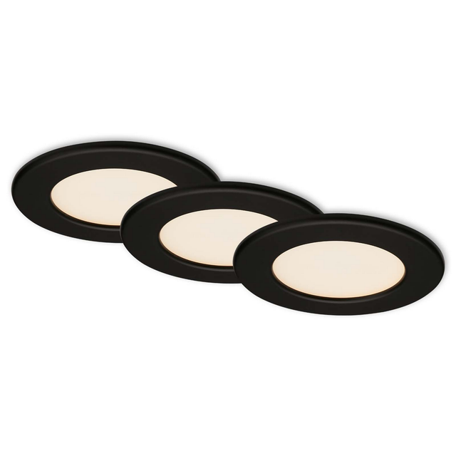 Briloner LED Einbauleuchten Thin 3er-Set Warmweiß 11,5 x 3 cm Schwarz-Matt