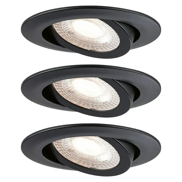 Einbauleuchten-Set 3-stepdim schwenkb. LED 3x4,8W 3000K 230V Schwarz matt