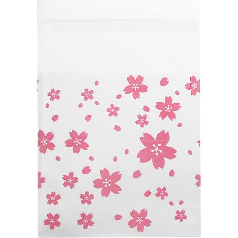 100 Plastiktüten Mit Blumenmuster Für Hochzeitskekse Und Süßigkeiten (orientalische Kirsche 7 X 7 Cm)