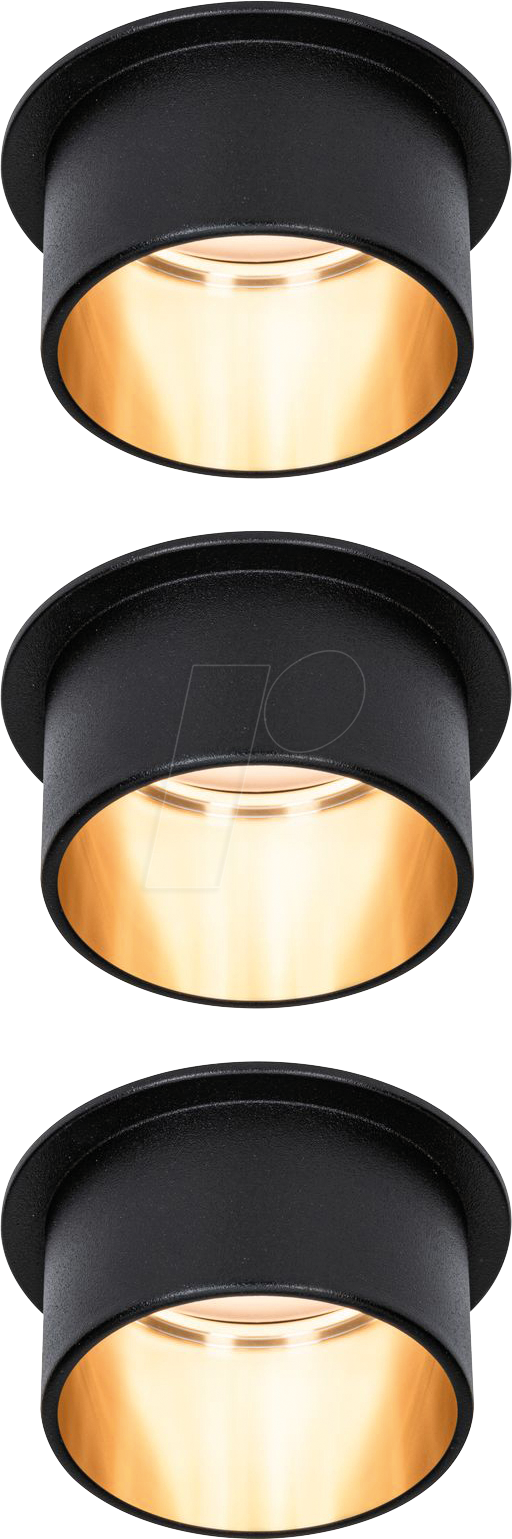 LED Einbauleuchten-Set Gil Coin 3StepDim rd starr 3x6W Schwarz matt/Gold