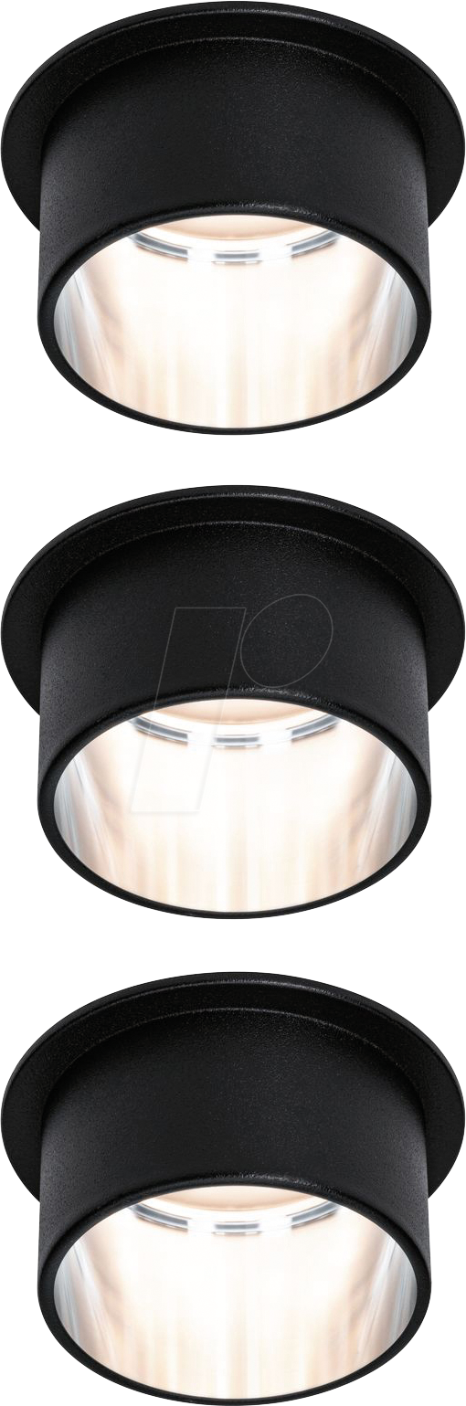 LED Einbauleuchten-Set Gil Coin 3StepDim rd starr 3x6W Schwarz matt/Eisen Alu