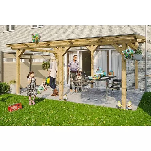 Skan Holz Terrassenüberdachung Siena B x T 541 cm x 350 cm Leimholz Natur