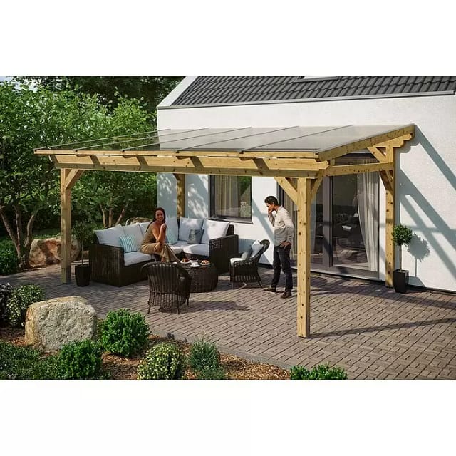 Skan Holz Terrassenüberdachung Sanremo B x T 541 cm x 350 cm Leimholz Natur