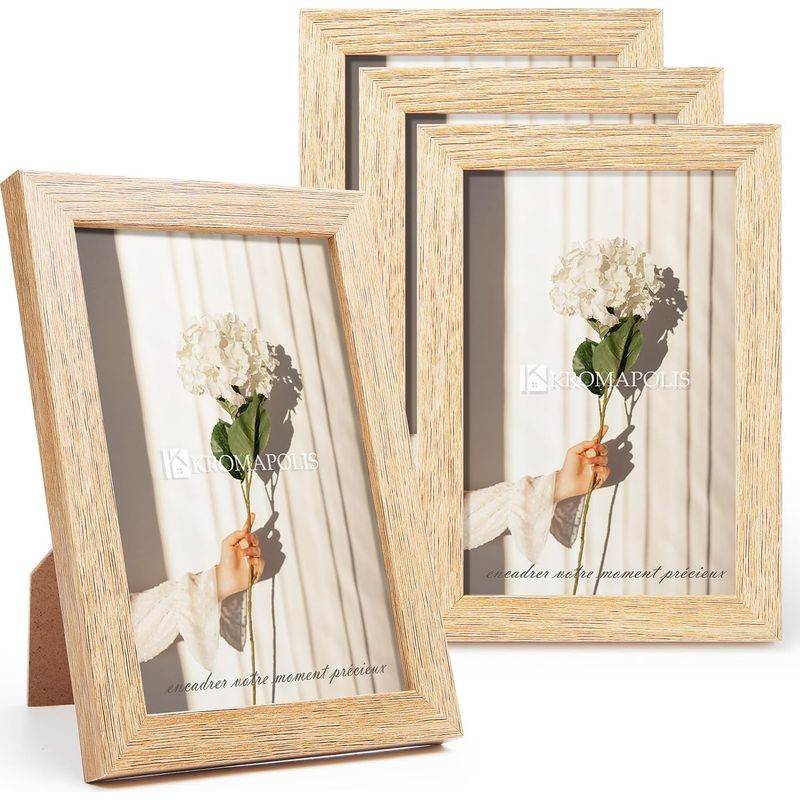 Kleine Bilderrahmen Aus Mdf Mit Schraubverschluss, Rückwand Aus Hochwertigem Acrylglas, 10 X 15 Cm / 4er-set, Natur