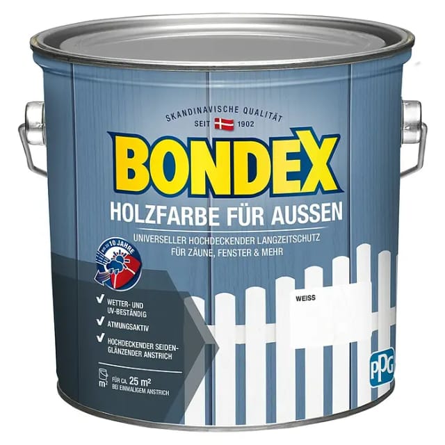 Bondex Holzfarbe für Aussen Weiß seidenmatt 2,5 L