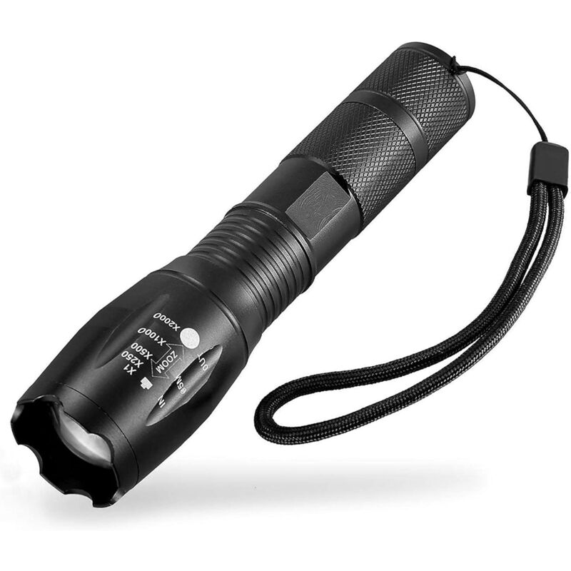 Ultrastarke Led-taschenlampe Xml-t6, Verwendbar Zum Radfahren Oder Wandern Und Mit 5 Modi, Einschließlich Blitz, Zoom Und Einer Reichweite Von 500 M - Crezuo