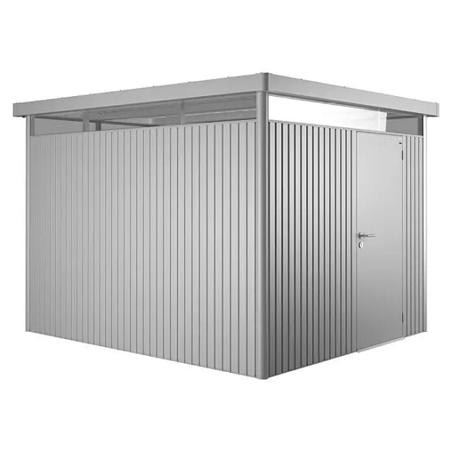 Biohort Metall-Gerätehaus HighLine Silber-Metallic 7,6 m² Einzeltür