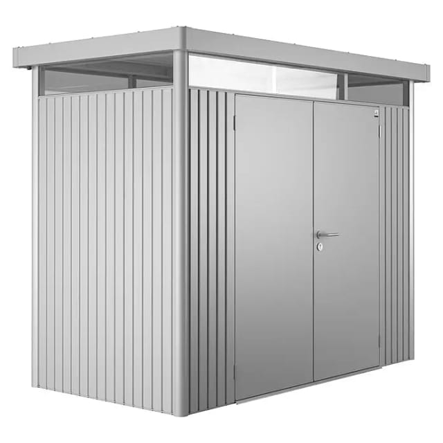 Biohort Metall-Gerätehaus HighLine Silber-Metallic 3,5 m² Doppeltür