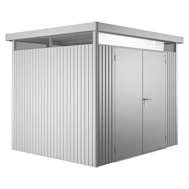 Biohort Metall-Gerätehaus HighLine Silber-Metallic 5,6 m² Doppeltür