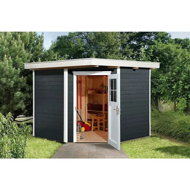 weka Holz-Gartenhaus Angolo B Flachdach Anthrazit 239 x 235 cm