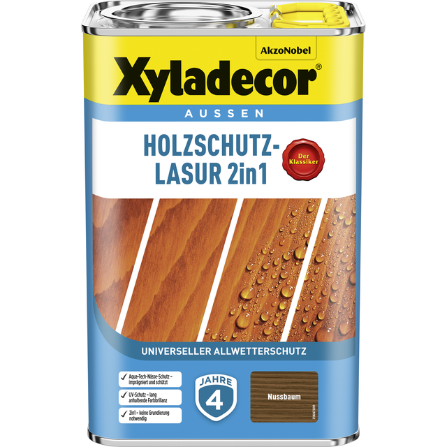 Xyladecor Holzschutz-Lasur 2in1 Nussbaum matt 4,