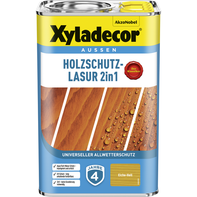 Xyladecor Holzschutz-Lasur 2in1 Eiche-Hell matt 4,