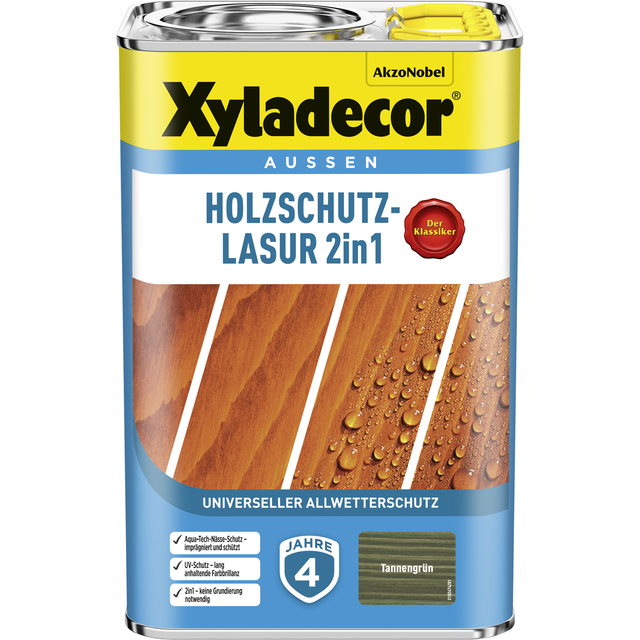 Xyladecor Holzschutz-Lasur 2in1 Tannengrün matt 4,