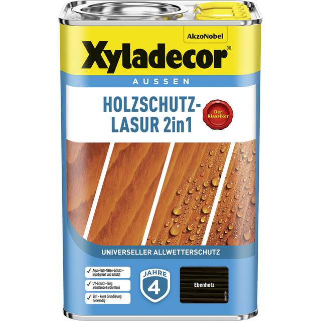 Xyladecor Holzschutz-Lasur 2in1 Ebenholz matt 4,