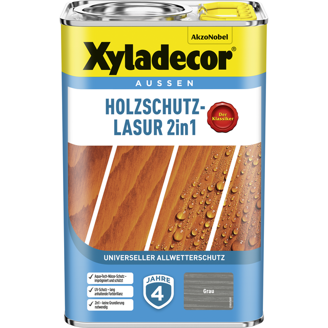 Xyladecor Holzschutz-Lasur 2in1 Grau matt 4,