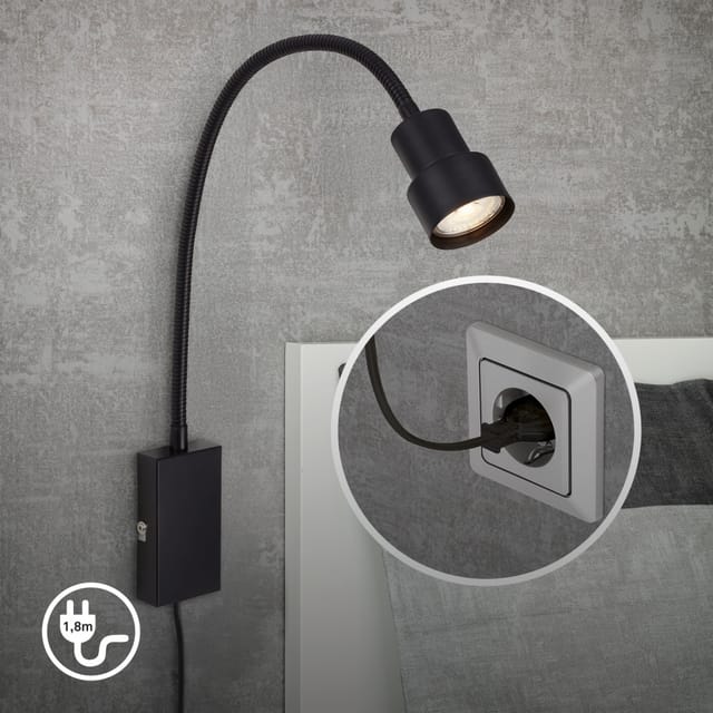 Briloner LED Bettleuchte Tusi Schwenkbar Touch Warmweiß 69 cm Schwarz