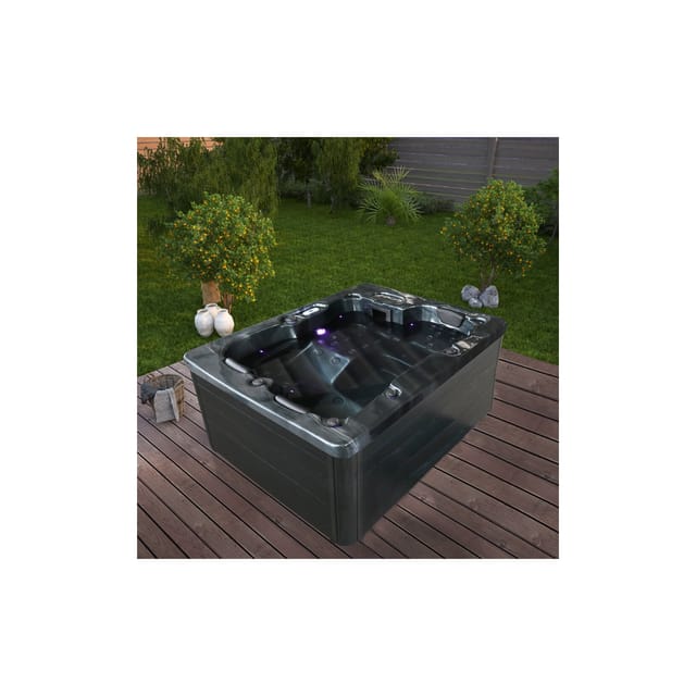 Home Deluxe Outdoor Whirlpool Black Marble Pure 210 x 160 x 85 cm Schwarz