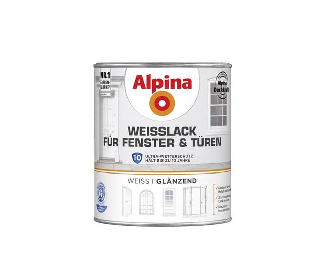 Alpina Weißlack für Fenster und Türen glänzend 750 ml