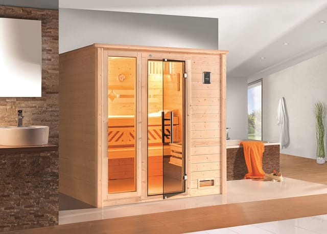 Weka Massivholzsauna Bergen 1.8 o. Ofen Glastür/Fenster