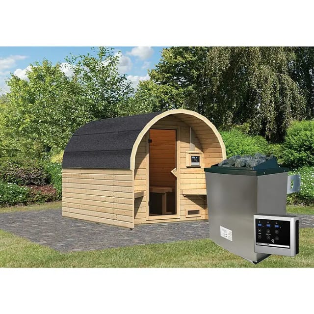 Karibu Fasshaus 2 mit Ofen 9kW und externe Steuerung Easy