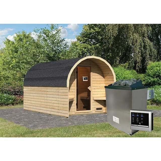 Karibu Fasshaus 3 mit Ofen 9kW und externe Steuerung Easy