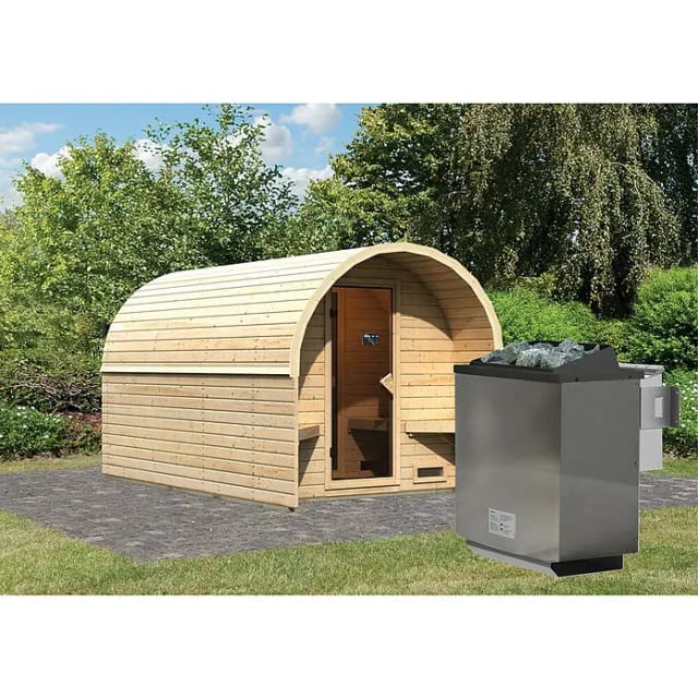 Karibu Fasshaus 3 mit Bio-Ofen 9kW und externe Steuerung Easy