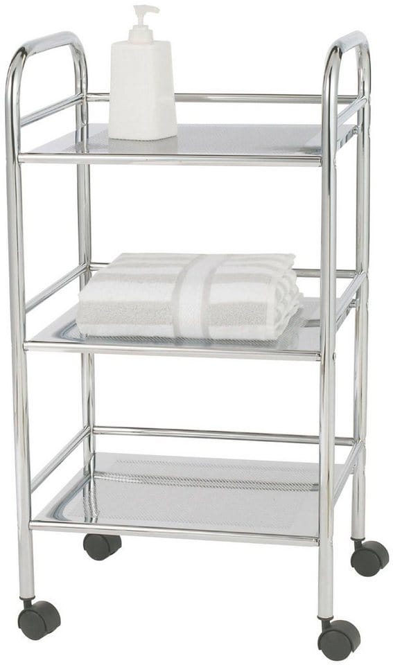 Wenko Rollwagen Exclusiv Chrom mit 3 Ablagen 75 cm x 41 cm x 32 cm