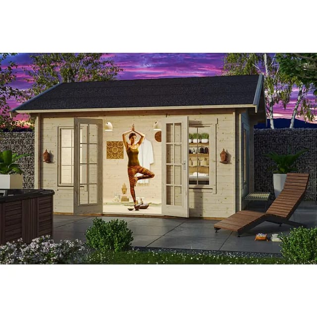 Skan Holz Holz-Gartenhaus Montral 1 Natur 420 cm x 300 cm