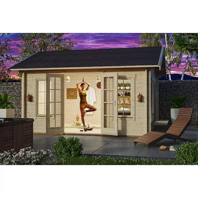 Skan Holz Holz-Gartenhaus Lugano 2 Natur 420 cm x 380 cm