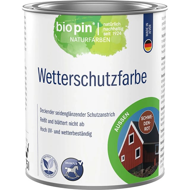 Biopin Wetterschutzfarbe Schwedenrot 750 ml